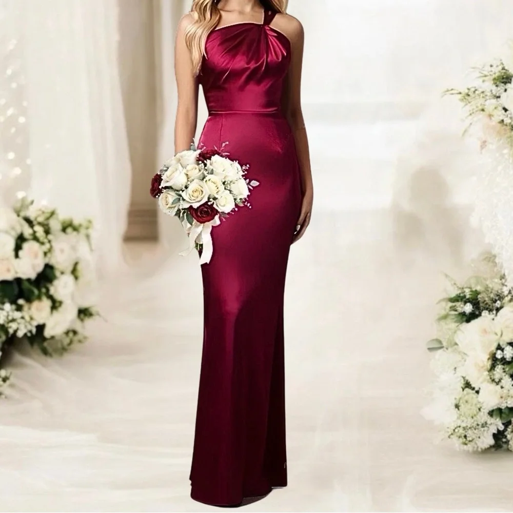 Lulus | Dresses | Lulus Womens Xl Long Formal Dress Cranberry One Shoulder  Satin Gown Nwt | Poshmark